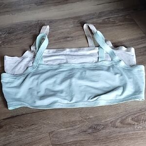 PINK Victoria's Secret Mint Cotton Bralette And Cream Bralette Set Of 2
